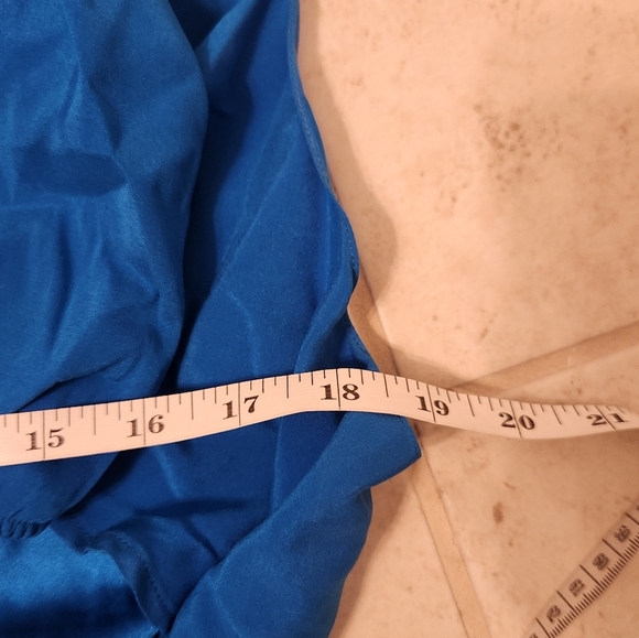 Zero Blue Dress Sleeveless Open Back Square Neck Size 4 Midi Silk #Z551 - Picture 6 of 6